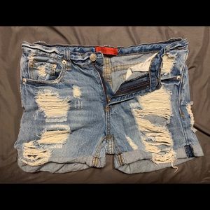 Distressed Denim Shorts